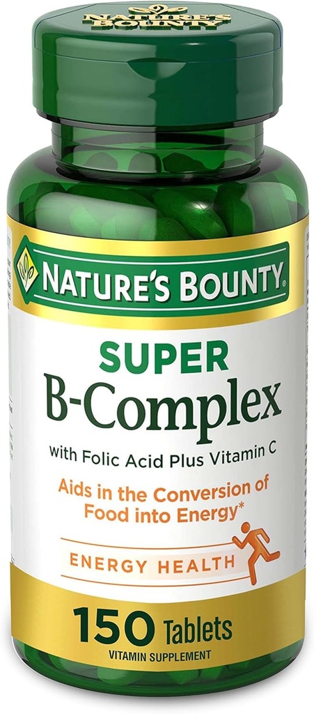 Bounty de la naturaleza, Complejo Super B con Vitamina C & Ácido Fólico - Immune curvaEnergy Support - 150 Tablets,.