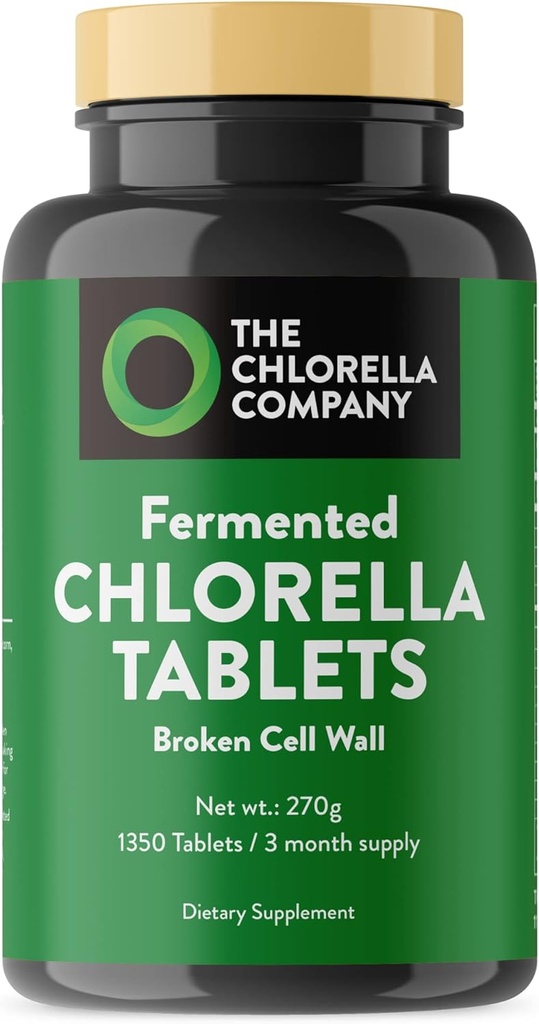 [BRSRMCYLOIHGEHTB] Tablas de Clorella fermentadas, clorofila, Superalimentos Verdes, Suplemento de Algas, Detox de Metales Pesados, Soporte Inmunitario, Muro de Célula Rota, 1350 Tabletas, No GMO, Vegan