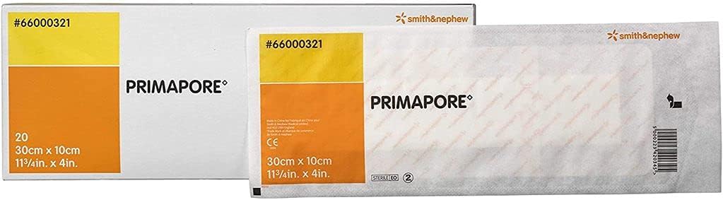 Smith & Nephew Adhesive Dressing Primapore 4 X 11.75 Polyester Rectangle Tan Sterile (#66000321, Sold Per Pack) by Primapore