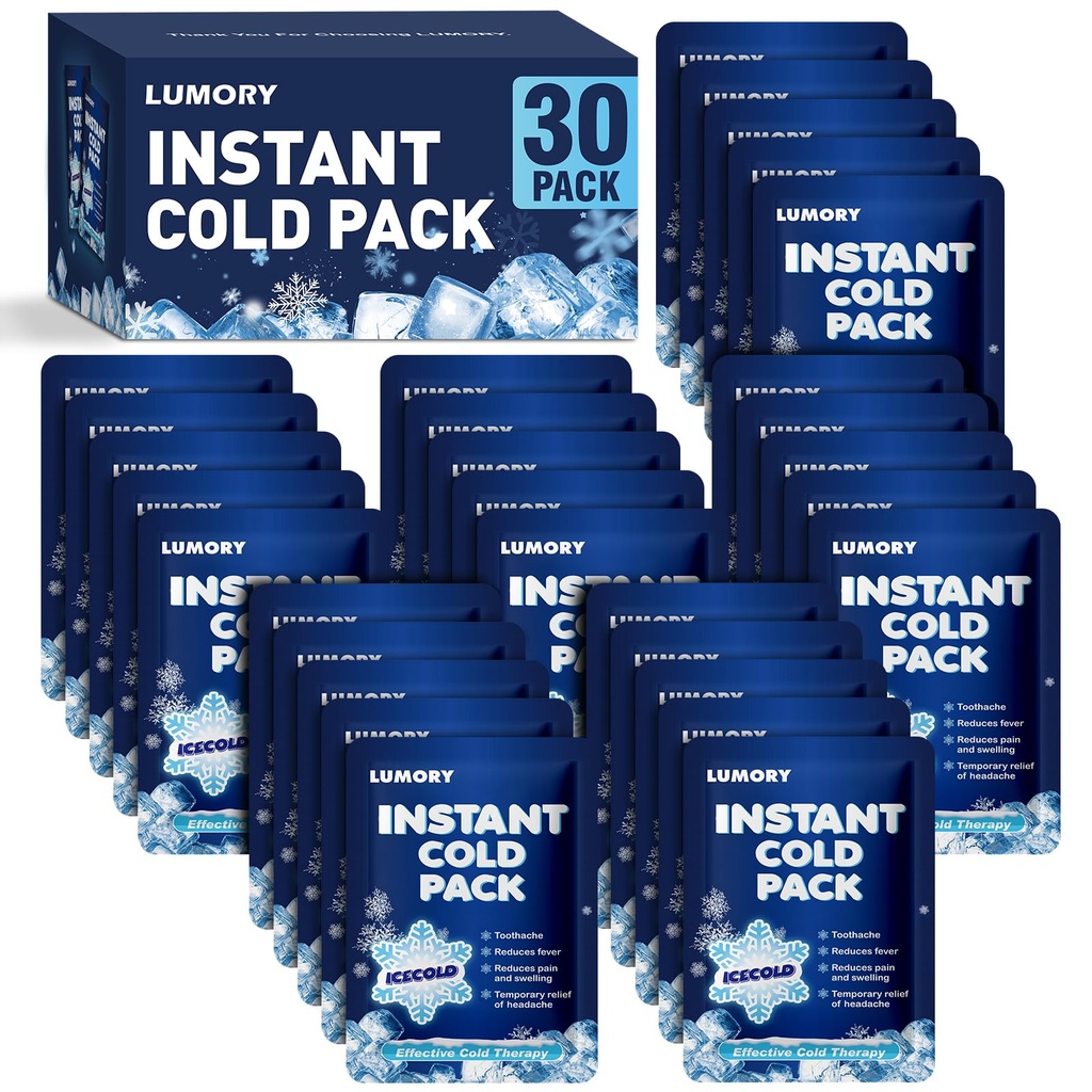 30 Pack Instant Ice Packs, 4"x6" Ice Packs for Injuries Disposable
