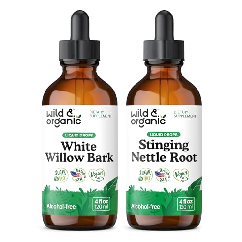 Wild & Organic White Willow Bark Tincture 4 fl oz & Stinging Nettle Root Tincture 4 fl oz