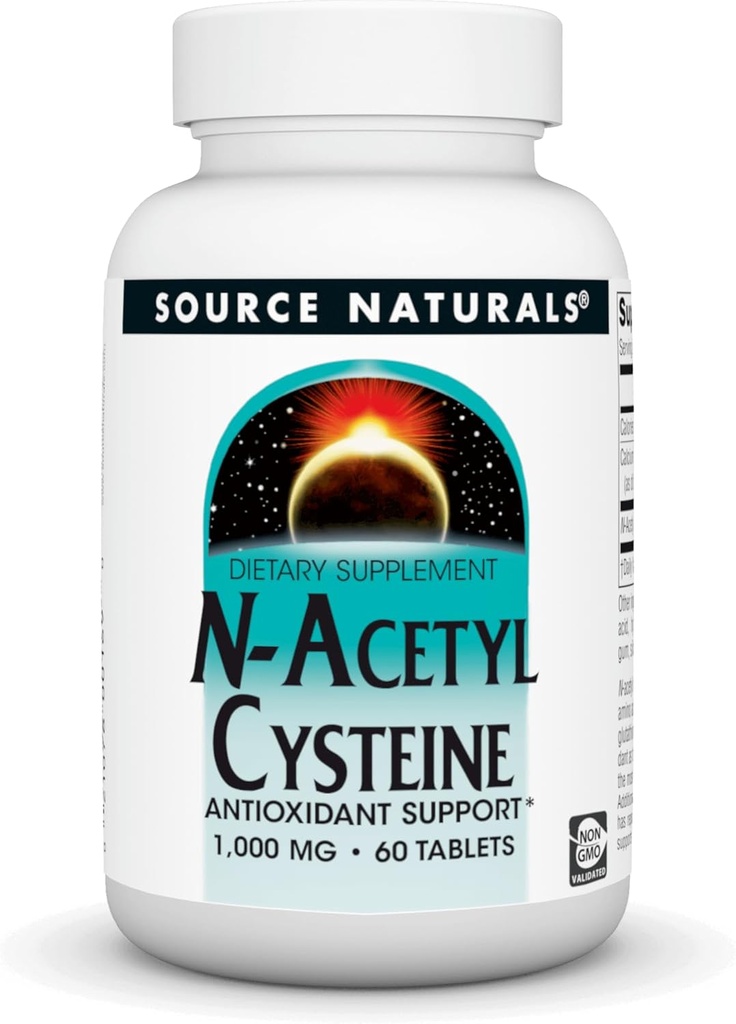 Fuente Natural N-Acetil Cisteine Antioxidante Apoyo 1000 mg Suplemento dietético que apoya la salud respiratoria* - 60 tabletas