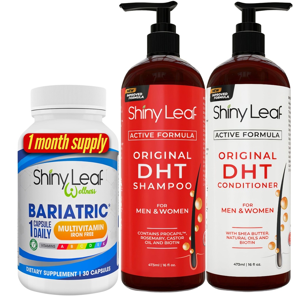 Bariatric Multivitamin Iron-Free y DHT Blocker Shampoo y Acondicionador, Hair Loss Shampoo y Acondicionador para Mujer y Hombre