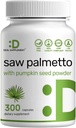 Saw Palmetto Suplemento 5000 mg con semilla de calabaza, 300 cápsulas ← promueve la salud de la próstata Silencio DHT Blocker  durable Hair Growth Vitamins, Maintain Normal Urinary Frequency
