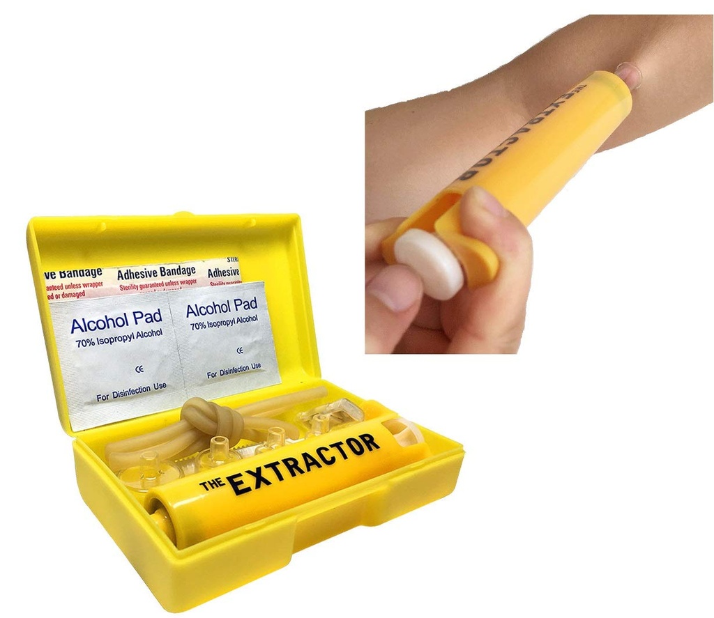 Insect Bug Bee Sting Snake Bite Venom Extractor Suction Kit Tool Pump First Aid Safety Fast Emergency for Hiking Backpacking Camping Yellow Color