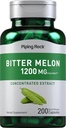 Piping Rock Bitter Melon Capsules 1200mg Silencio 200 Conde Silencio Momordica Charantia Silencio Concentrated Extract Silencio Herbal Suplemento Silencio No GMO, Gluten Free