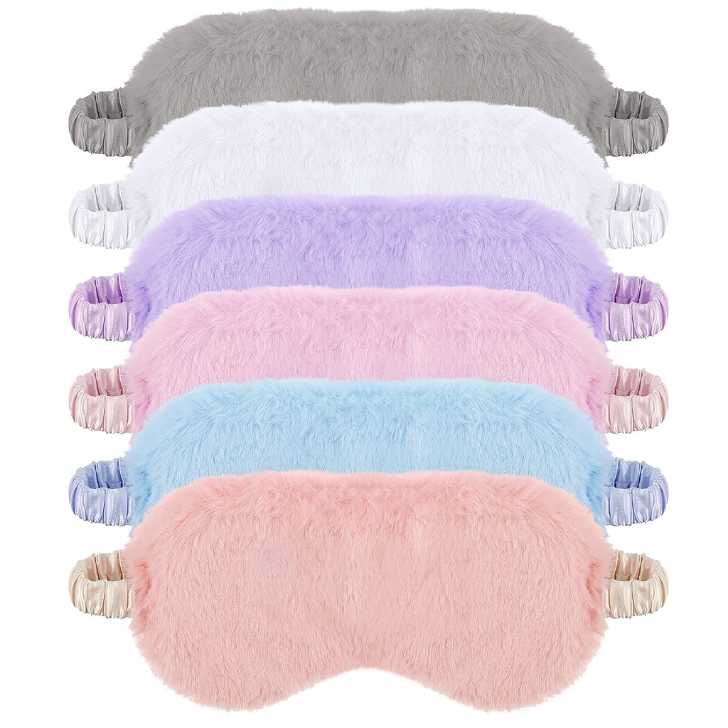 SATINIOR 6 Pieces Plush Eye Mask Soft Sleeping Blindfold