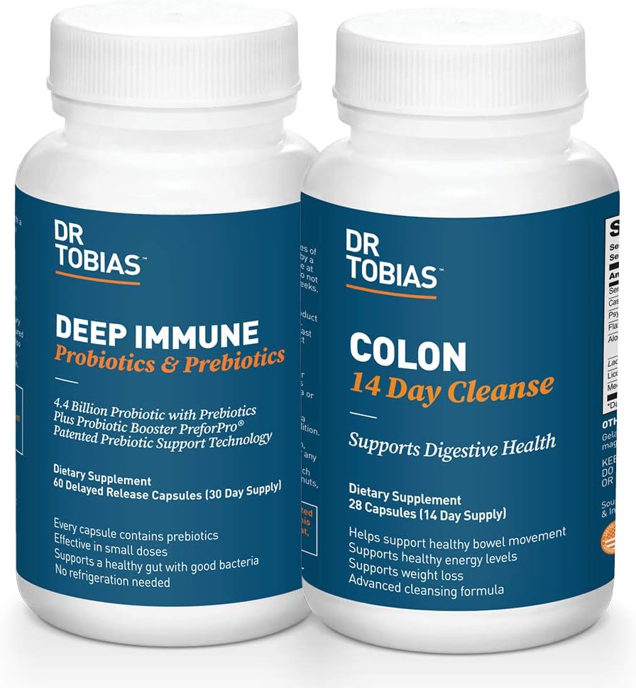 Dr. Tobias Digestive Kickstarter Bundle con Colon 14 Day Cleanse & Deep Immune Probiotics & Prebiotics