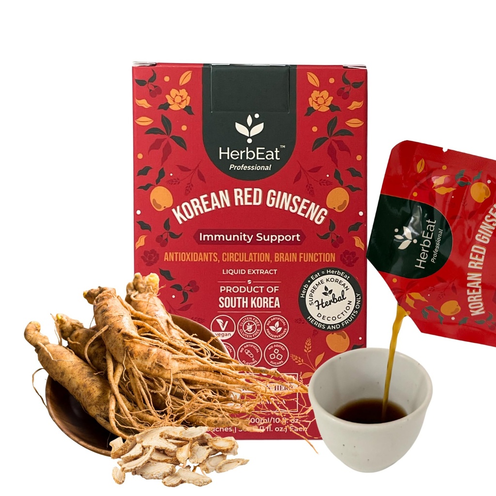 Korean Red Ginseng Prime Liquid Extract - 11mg Ginsenosides, 6-Year-Old Panax Red Ginseng for Energy & Immune Support - Dr. Kim Formulated, No Added Sugar, Vegan - 30 Pouches (30 mL Each)
