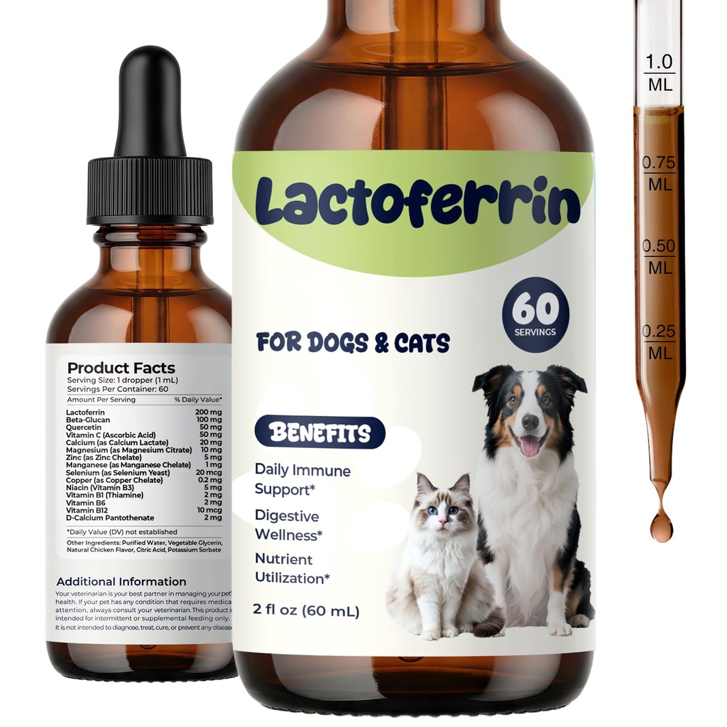 Lactoferrin Liquid Supplement for Dogs & Cats, Daily Immune Support