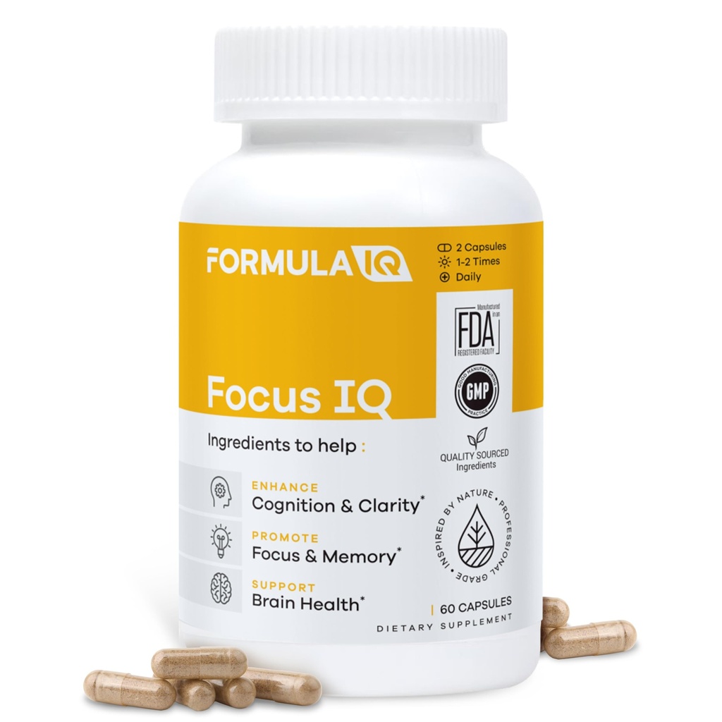 Fórmula IQ - Focus IQ - Suplementos de memoria y foco - Suplementos de memoria - Soporte Cognitivo - 60 cápsulas