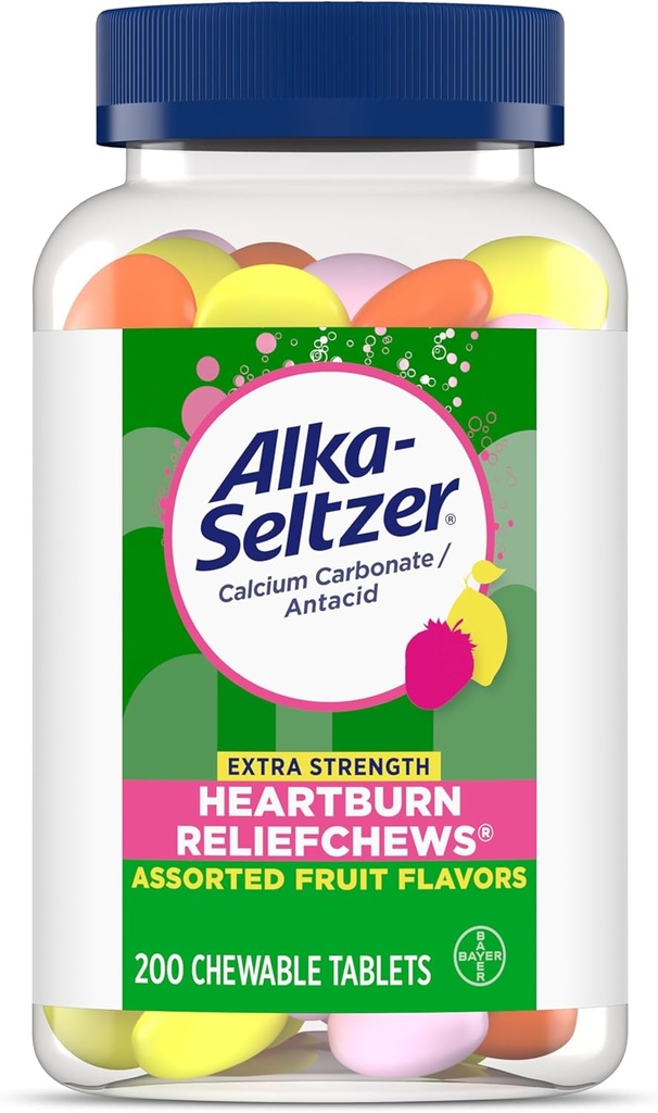 Alka-Seltzer Extra Strength Heartburn ReliefChews, Antacid for Fast Heartburn > Acid Indigestion Relief On the Go, 200 Ct