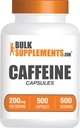 BulkSupplements.com Caffeine 200mg Capsules - Suplemento para el Boost de Energía, Caffeine Pills 200mg - Gluten Gratis, 1 Cápsula por Ser, 500 Cuenta (Pack of 1)