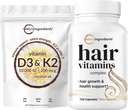Micro Ingredientes Vitamina D3 10.000iu + K2 200mcg Aceite de coco Softgels & Pelo Vitaminas Complejo Capsules Bundle 2 Pack ← Esencial Sunshine Vitaminas ← 14-in-1 Advanced Hair Growth Support