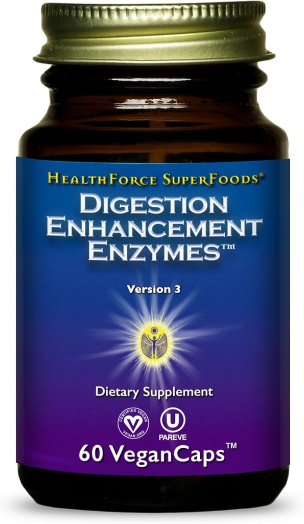 SUPERFOODS DE LA HEALTHFORCE Digestion Enhancement Enzymes - 60 cápsulas Vegan
