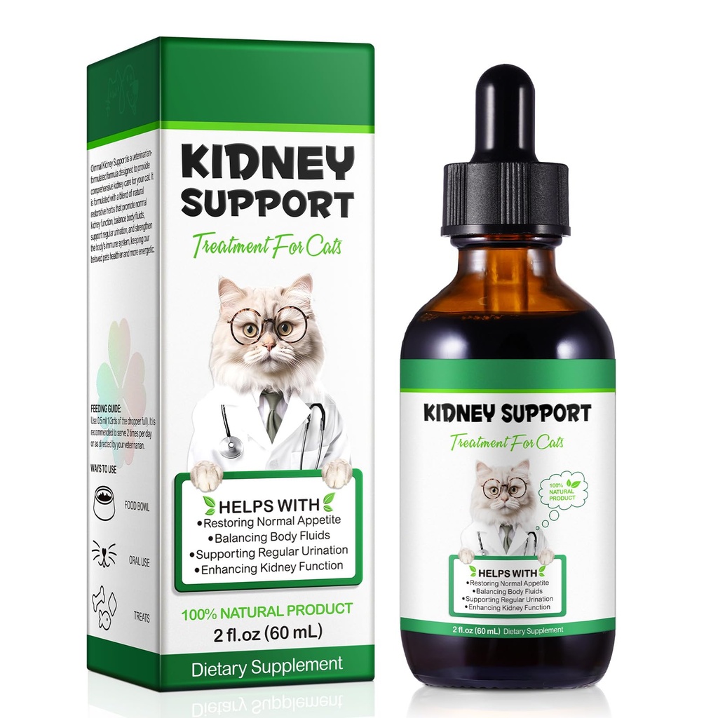 Kidney Support for Cats, Cat Kidney Treatment Support Normal Kidney Function, Increase Immunity, Herbal Supplement Supports Healthy Kidney Function, 60ml