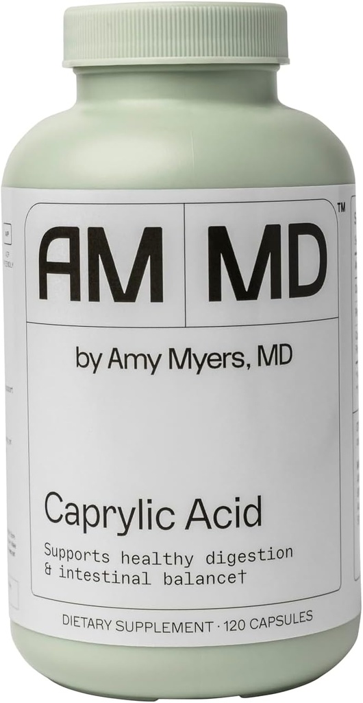 Amy Myers MD Caprylic Acid - Suplemento de Apoyo a la Digestión para el Balance Intestinal - Apoya un Microbioma Equilibrado para la Salud Gut - Sin gluten, sin lácteos & No soy - 120 cápsulas (60 piezas)