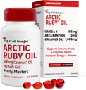 Arctic Ruby Oil 1000mg – Omega 3 Suplemento para Mujeres y Hombres con EPA, DHA & Astaxanthin 2mg - Fish & Krill Oil Alternative – 60 Softgels (1 Pack)