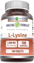 Fórmulas increíbles L-Lysine Amino Suplemento TENIDO 1000 Mg Por Serving TENRI 180 Tablets TEN NO-GMO TENIDO Gluten-Free TEN Made in USA