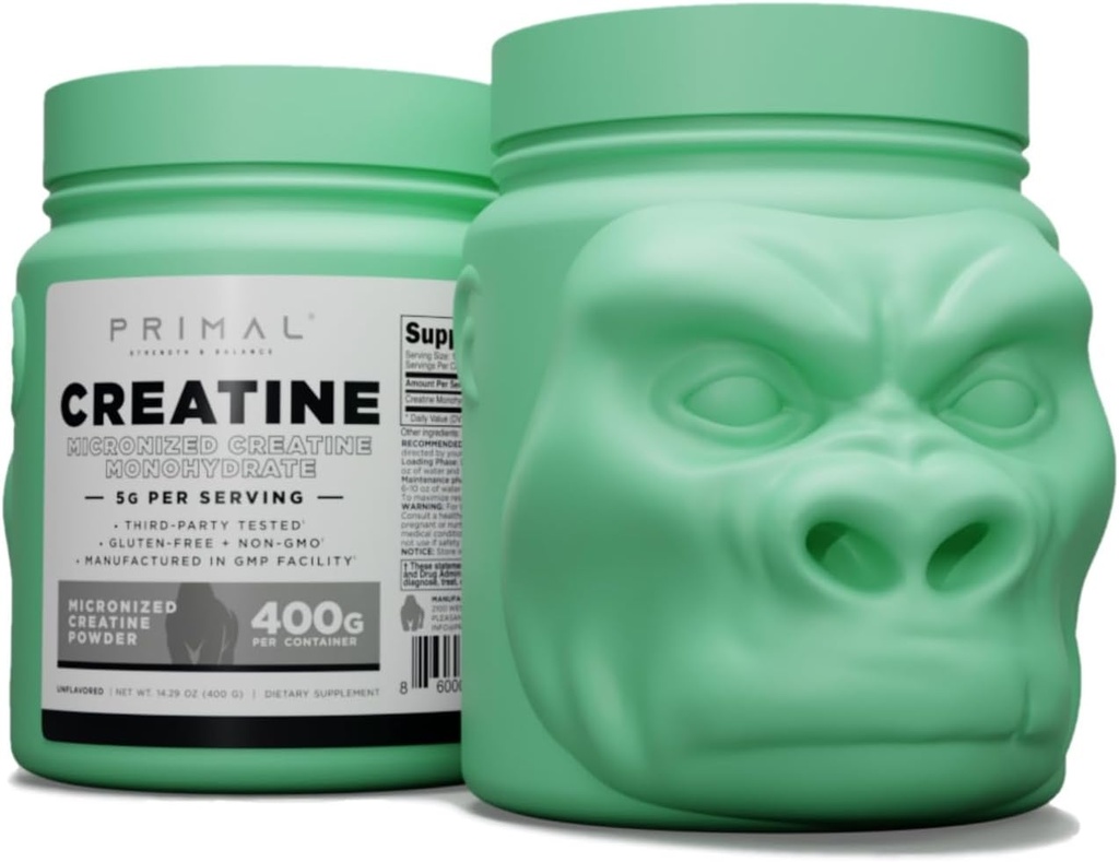 Primal Creatine Monohydrate Powder (400 Grams) ← Unflavored Micronized Creatine Muscle Development Supplement for Pre-Workout & Recovery Н 5g Creatine Monohydrate per Serving