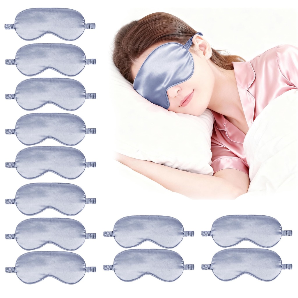 12PACK Silky Sleep Masks Satin Eye Mask Silk Eyes Cover for Sleeping Blackout Eyeshades Soft Blindfold Travel Nap Gifts