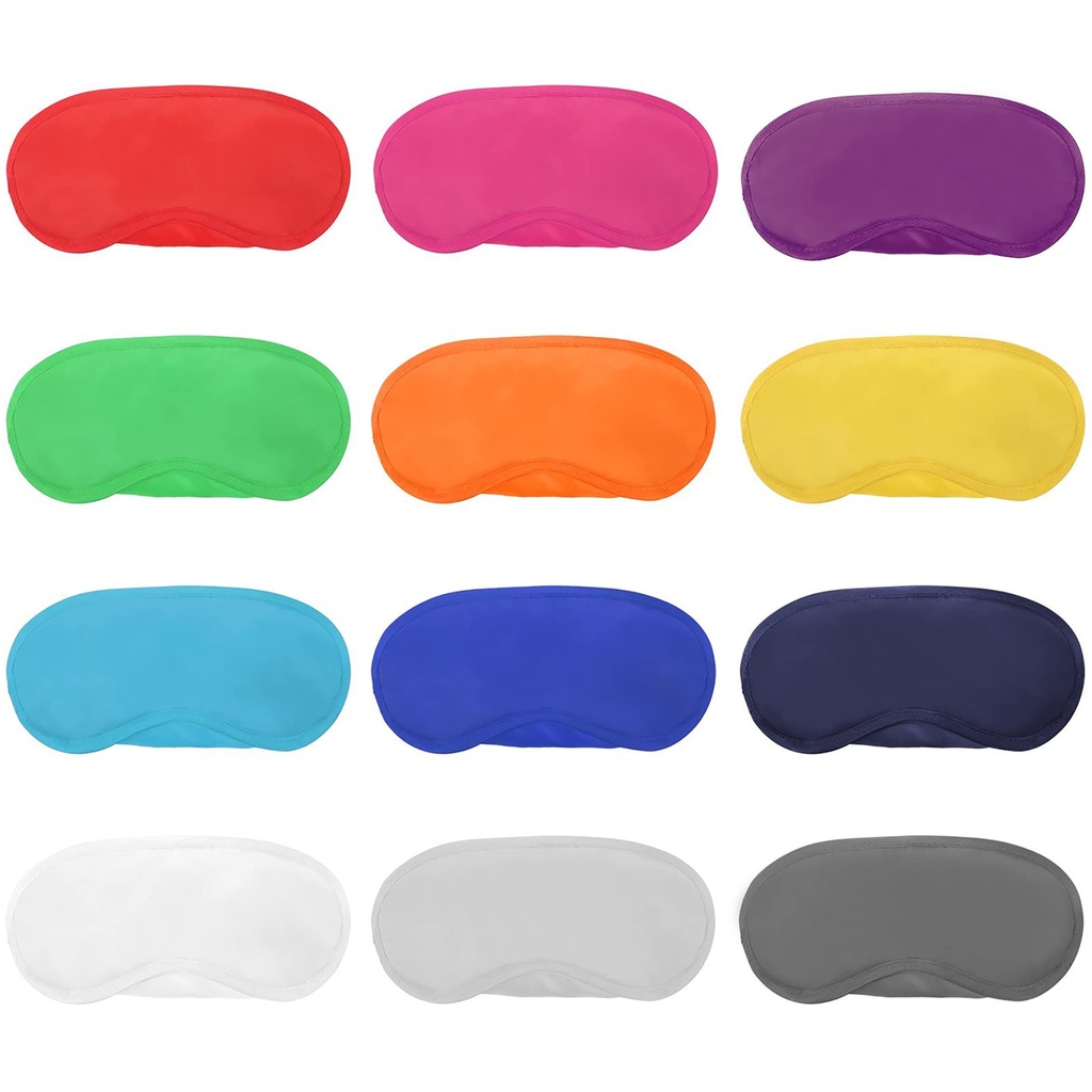 12 Pack Blindfold Sleep Masks for Kids Women Men, 12 Colors with Nose Pad