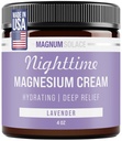 Loción de magnesio – Crema de magnesio nocturna – Aplicar a las piernas, los brazos o el tórax - Cloruro de magnesio tópico – EE.UU. Hecho y seguro para niños (Lavanda)