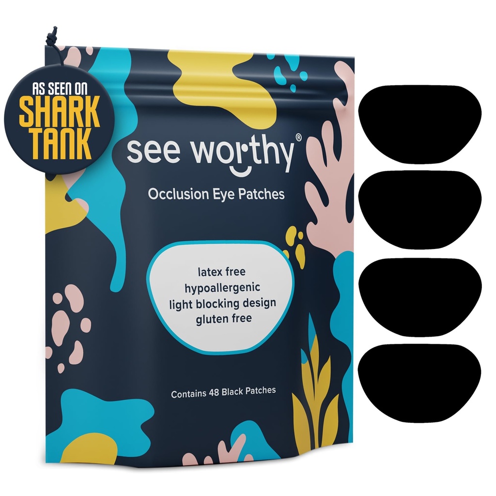 Eye Patches for Kids - 48 Adhesive Breathable Patches for Adults - Black