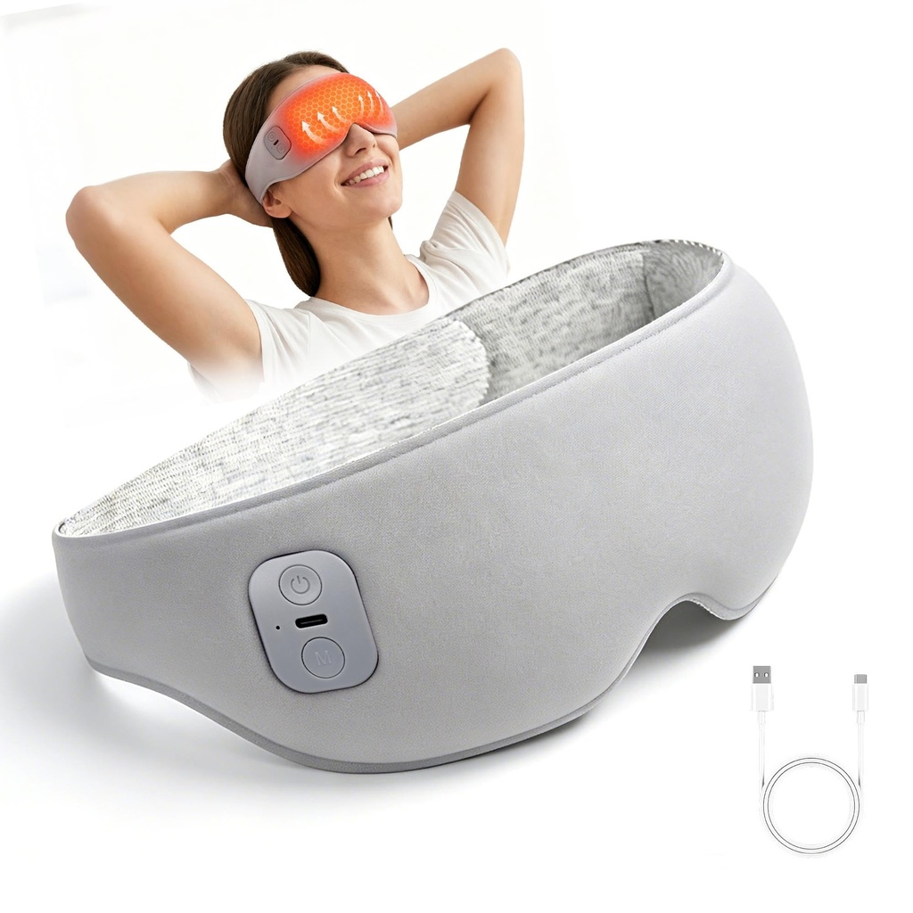 Heated Eye Mask Cordless Relieves Dry Eyes Fatigue（Grey