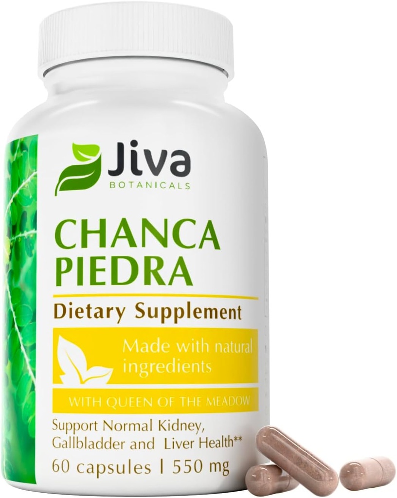 Jiva Botanicals Chanca Piedra Suplemento - 550 mg por servicio - 500 mg Extracto con 50 mg Reina del Prado - 2 meses de suministro