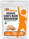 BulkSupplements.com Extract Powder - Lions Mane Supplement Powder, Superfood for Well-Being - Vegan, 1g por Serving, 250g (8.8 oz) (Pack of 1)