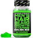 Mejor Beard Stuff Beard Growth Vitamins - Biotin Gummies for Beard & Hair Growth – Maximum Strength 620,000mcg Biotin with Collagen, MSM, Keratin & Bamboo Extract