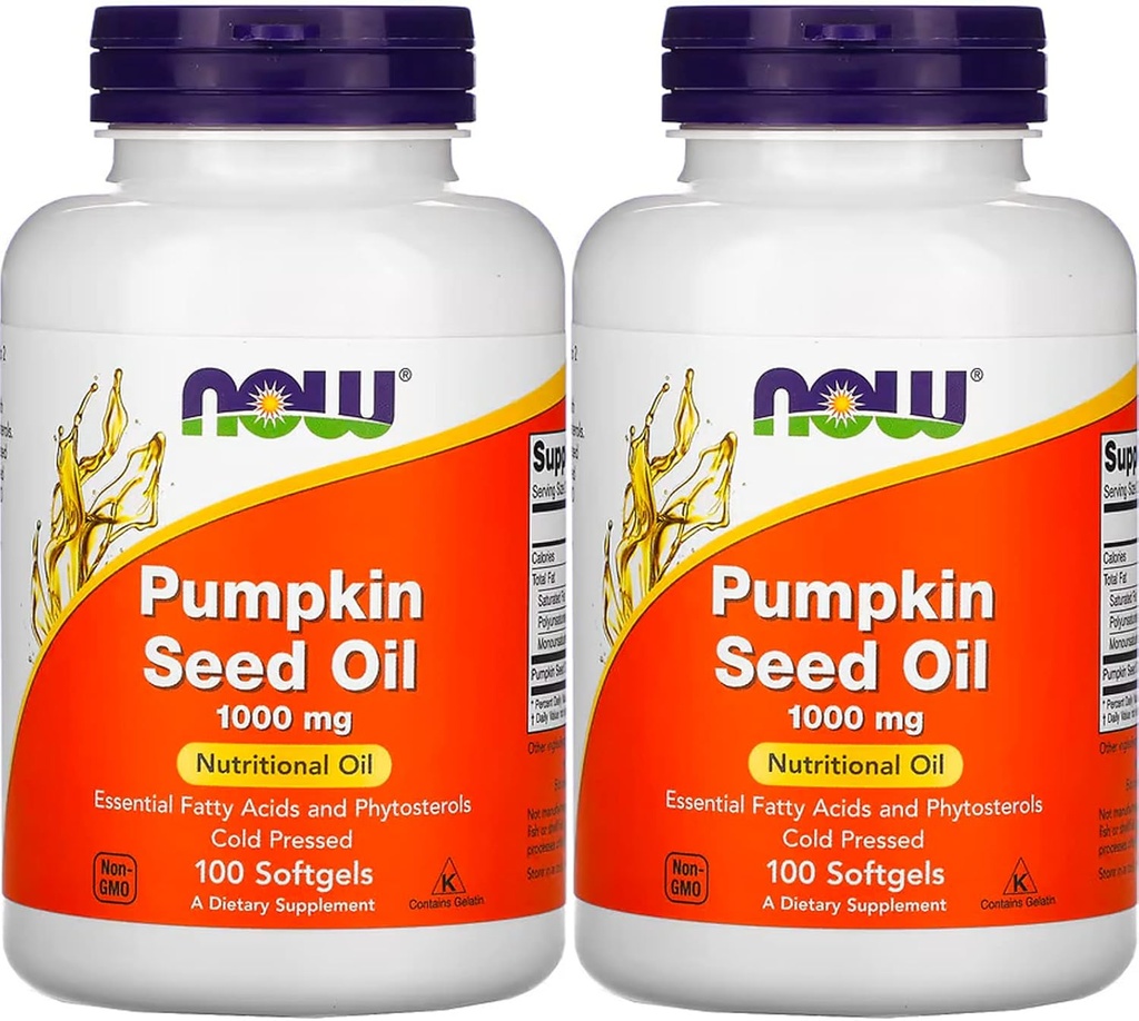 Ahora Foods Pumpkin Seed Oil 1000mg Soft-gels, 200-Count (100X2)