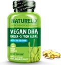 NATURELO Vegan DHA - Óleo Omega 3 de Algae - Suplemento para Cerebro, Corazón, Conjunto, Salud Ocular - Proporciona ácidos grasos esenciales para mujeres, hombres y niños - Complementos Vitaminas prenatales - 60 Softgels