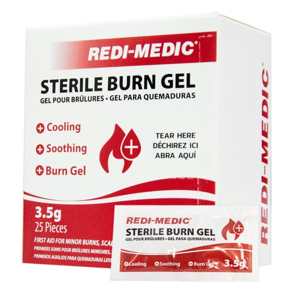 (3.5g) Single Sterile Burn Gel Packets (25/Box) for Travel Emergencies, Burn Gel Dressing for Sunburn, Scalds.