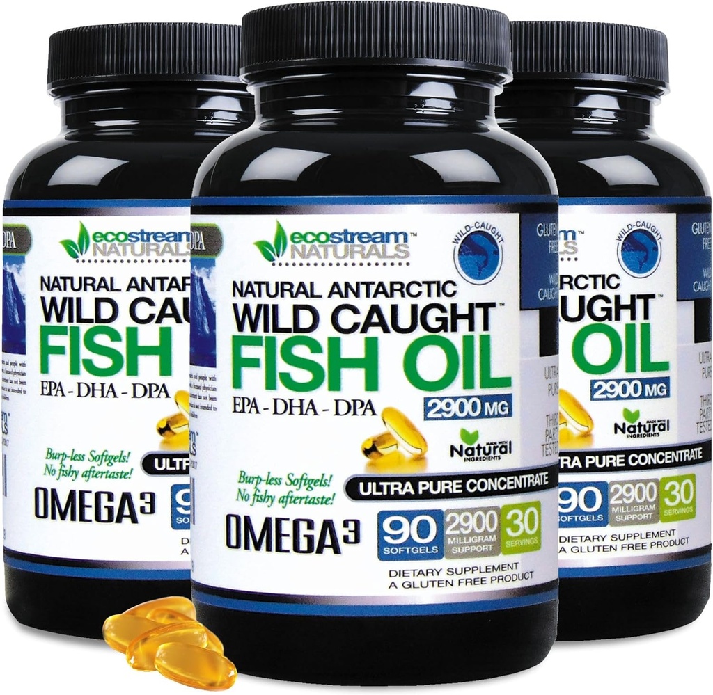 (Pack of 3 Wild Caught Omega 3 2,900 Milligrams. Ahora con aún más DPA-EPA-DHA