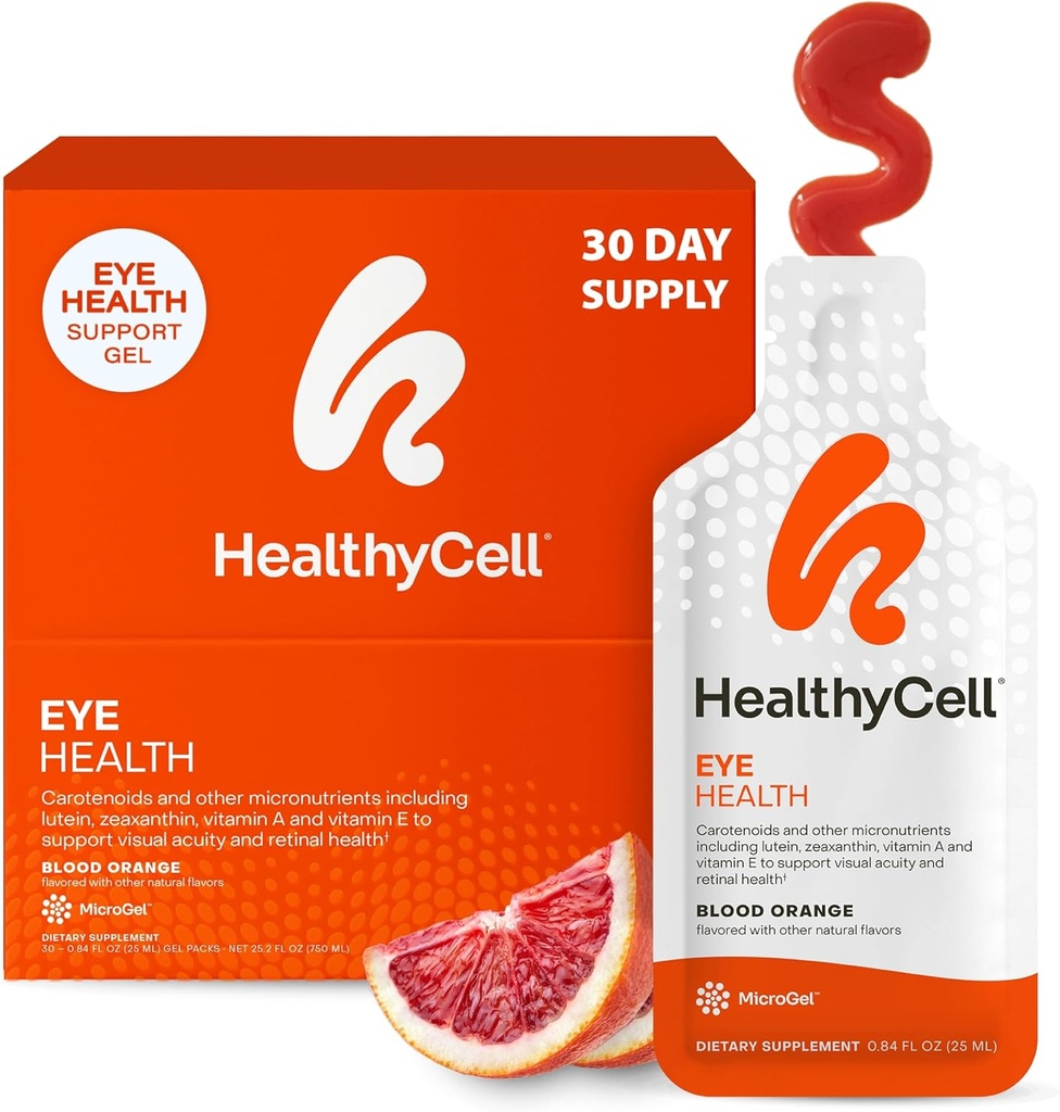 Salud del ojo de células sanas suplemento líquido diario - Vitaminas de ojos " Minerales con Lutein, Zeaxanthin, Astaxanthin " Beta Carotene para el cuidado de la vista " Soporte Macular - 30 Gel Packs