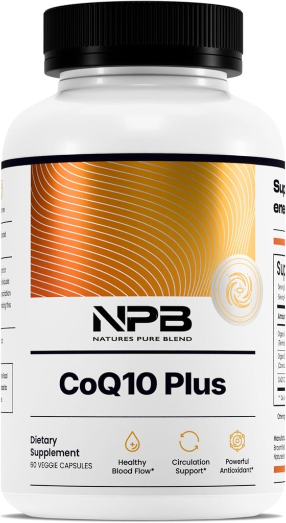 CoQ10 Plus – Fórmula Antioxidante con Arjuna & Shankhpushpi – CoQ10 Ubiquinol para Circulación, Flujo de Sangre & Energía – Coenzima Q10 Suplemento para el Sistema Inmunitario – 60 cápsulas