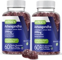 Viteey Ashwagandha Gummies con Ginseng " Lemon Balm - Mood, Calm " Stress Support Ashwagandha Suplementos - Vegan, sin gluten - 120 Conde