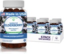 Lunakai Sambucus Gummies de arándano con zinc & vitamina C para adultos & niños - 100 mg de vitaminas de arándano Negro Suplemento de apoyo - Vegan, No GMO, Sin jarabe de maíz - 6 Pack