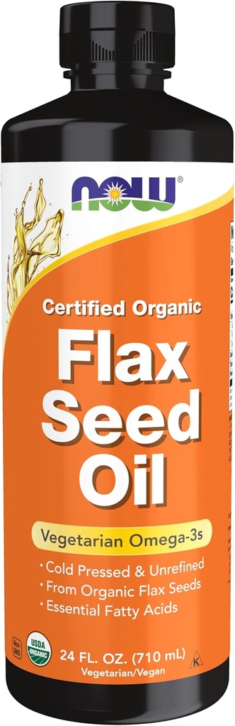 AHORA Suplementos Alimentarios, Certified Organic Flax Seed Oil Liquid, Cold-Presed and Unrefined, 24-Ounce