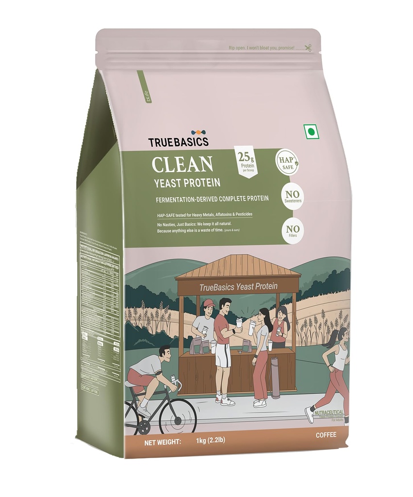 TrueBasics Clean Yeast Protein Powder, Coffee, 1kg