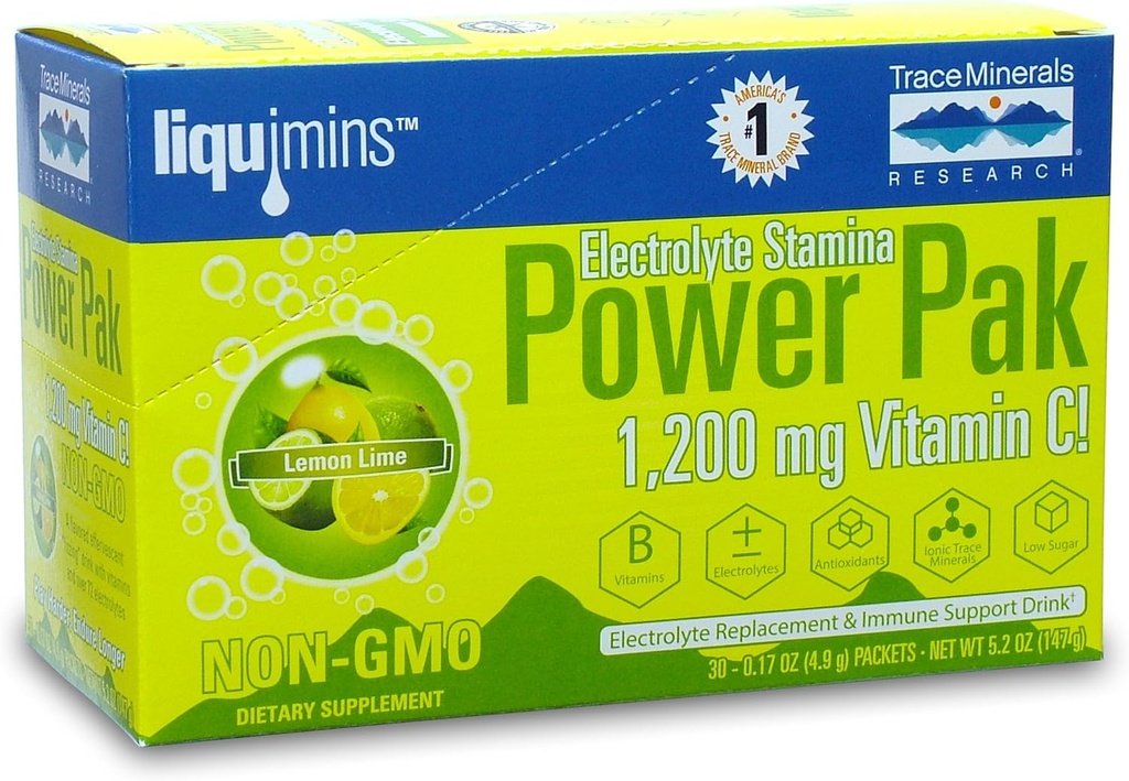 Trace Minerals Research Electrolyte Stamina Power Pak, Lemon Lime 32 Cuenta, (Pack of 2)