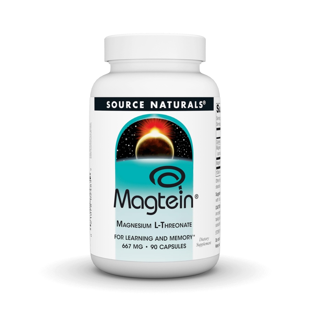 Fuente Naturales Magtein Magnesium L-Threonate 667mg Apoya Focus, Mood, Memoria Saludable, Función Cognitiva, Dormir* - 90 cápsulas