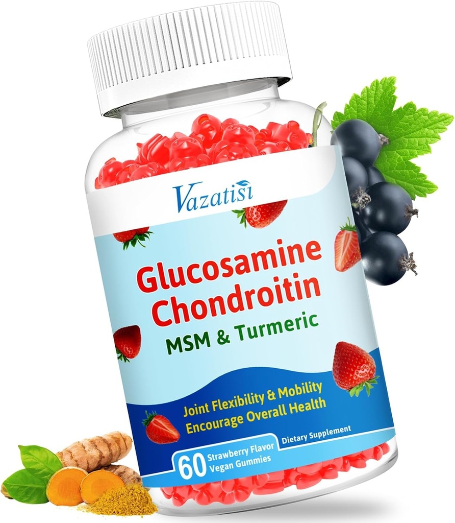 Alta biodisponible Glucosamine Chondroitin Gummies with Turmeric & MSM, Boswellia -Joint Support Supplement - Cartilage Support, Flexibility & Strength - 60 Gummies