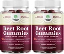 Gotas de remolacha de remolacha - Gummies de remolacha vigorizante para adultos Nitric Oxide Energy & Heart Health Support with Grapeseed Pomegranate & Vitamin B12 - Vegan Non-GMO & Gluten Free (3 meses)