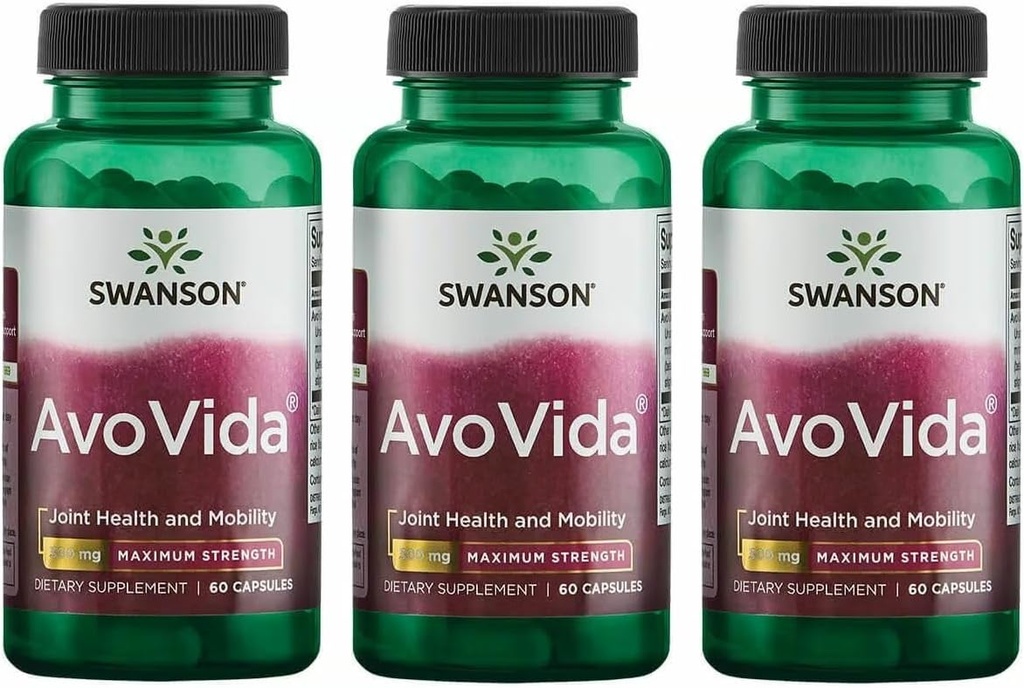Swanson Avo Vida - Suplemento Natural Promoción de la Movilidad Conjunta de Salud - Avocado " Soybean Insaponificables para apoyar la salud de cartílago " - (60 cápsulas, 300 mg cada uno) 3 Pack