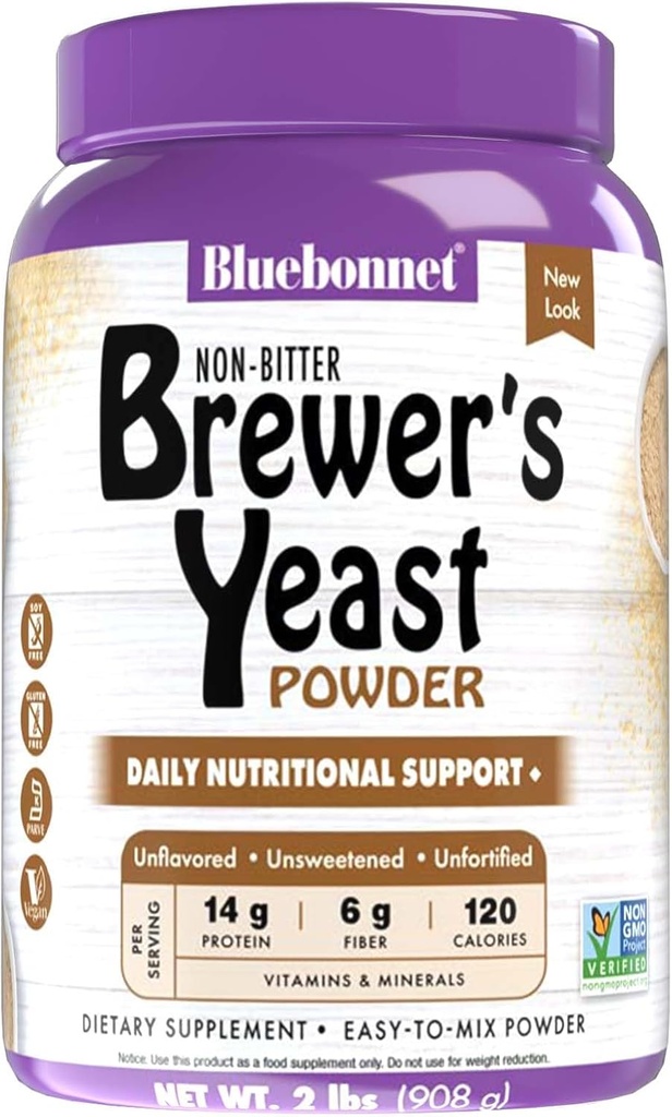 Bluebonnet Nutrition Super Earth Brewers Yeast Powder, Super Food, Whole Food, Source for Vitamins, Great Tasting, Vegan, Vegetarian, Non Gluten Free, Soy Free, Milk Free, Kosher, 2 lb