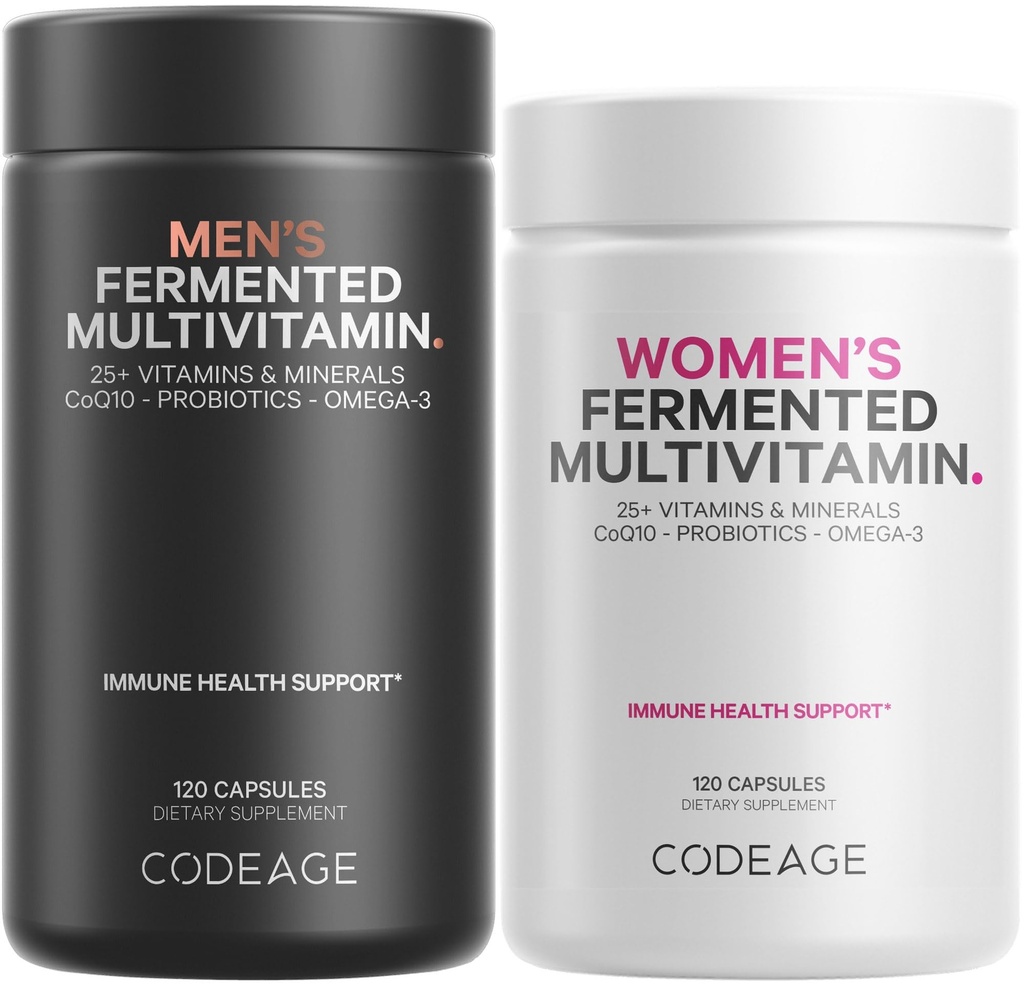 Codeage Daily Multivitamin Bundle: Multivitamínicos para Mujer, Vitamins B, Probióticos, Blends de base Alimentaria, 120 cápsulas por botella