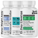 Jóvenes &amp; Tonic Water Weight Away y 15 Day Cleanse Bundle, Empaquetado con electrolitos de reposición para apoyar la hidratación mientras utiliza los díuréticos